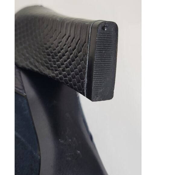 Tory Burch Heels Gracie Bootie Women's Navy Suede & Leather Shoe Size 9 - Picture 8 of 13